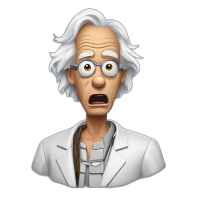 Doc brown from back to the future looking shocked without glasses. Mouth wide open sticker