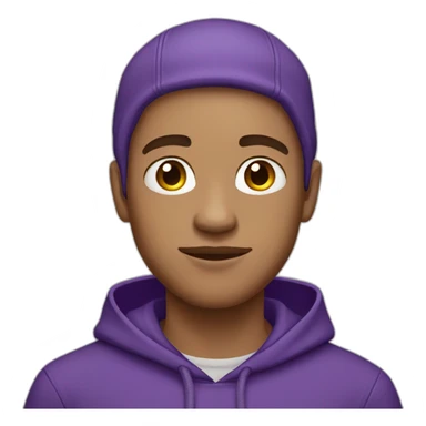 light skin tone guy with a purple hoodie sticker