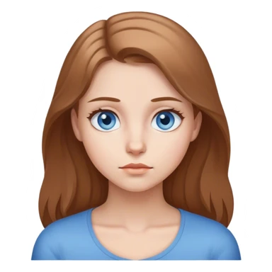 Смайлик с задумчивым лицом девушки с русыми волосами и голубыми глазами sticker