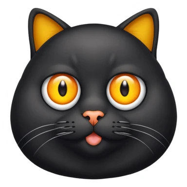 Un gato negro gordito con los ojos de color amarillos sentado sticker