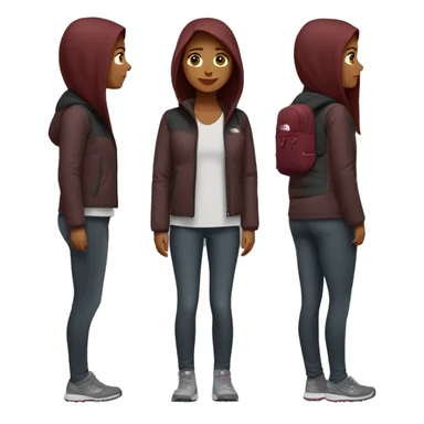 beautiful burgundy straight haired Girl wearing northface full body sticker