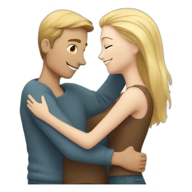Hug couple with a white man with brown hair and a white girl blond hair sticker