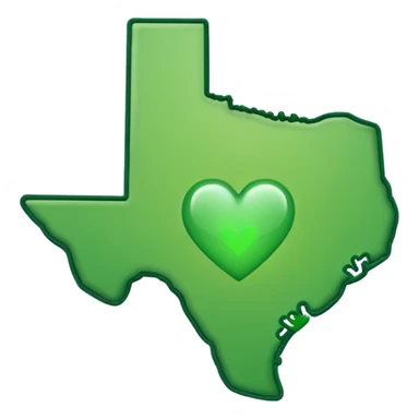 Green state of Texas outline with small green heart outline inside  sticker