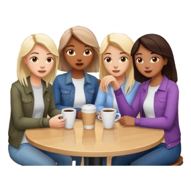 3 girl disscussion around a table in coffe shop sticker