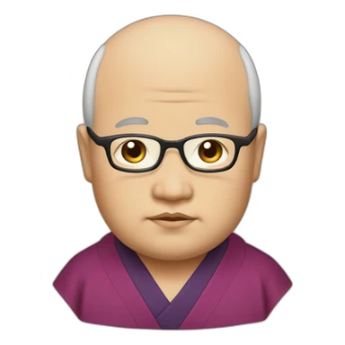 japaneaw fat priest with glasses no eyebrows sticker