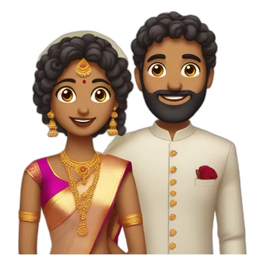 south indian girl with curly hair marrying south indian guy with straight hair and beard sticker