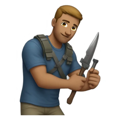 A man making weapon with hands sticker