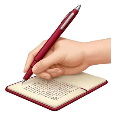 the hand writes with a dark red pen sticker