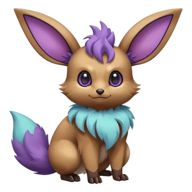 Rare exotic cute epic aestheti-Eevee-Noibat-species-Fakemon-hybrid-creature, with markings, full body sticker