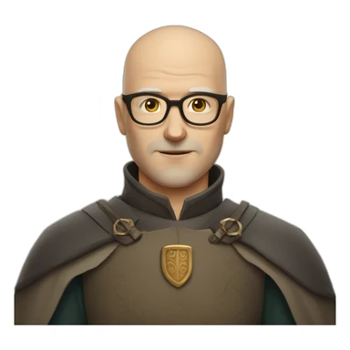 Middle Ages white male bald head short beard square glasses sticker