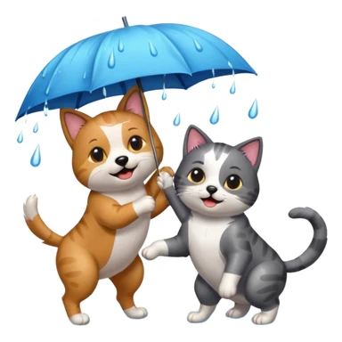 dog and cat playing in the rain sticker
