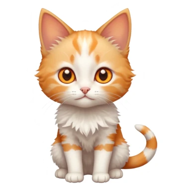 full body of very small + skinny ginger and white kitten with deep orange eyes and triangular shaped face sticker