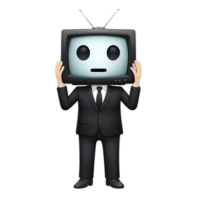 A creature wearing a black suit witty a tv instead of a face  sticker