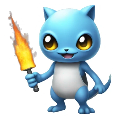 hydrogen element as a pokemon style creature with a weapon sticker