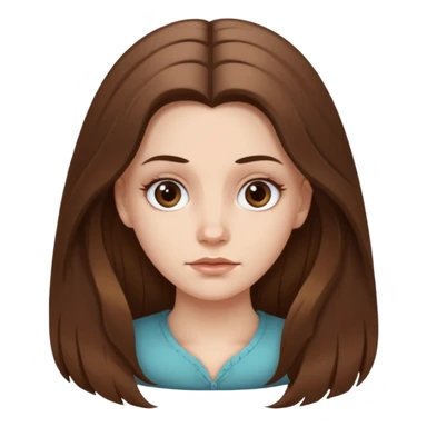 a white girl, face oval not so full, brown long hair, hairstyle: holding half hair back with two medium tall strands of hair on her face, her eyes brown a bit drawn  sticker