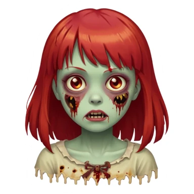 Uma menina de franja cheia, cabelos vermelhos e olhos de mel zumbi sticker