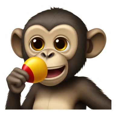 A monkey holds a maracas and shows its tongue sticker