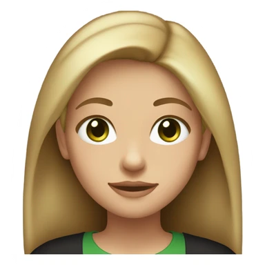 Girl with light brown shoulder length hair and green eyes with long sleeve black top sticker