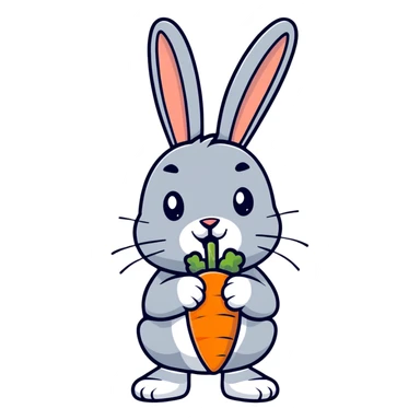 bugs bunny cartoon rabbit with carrot sticker