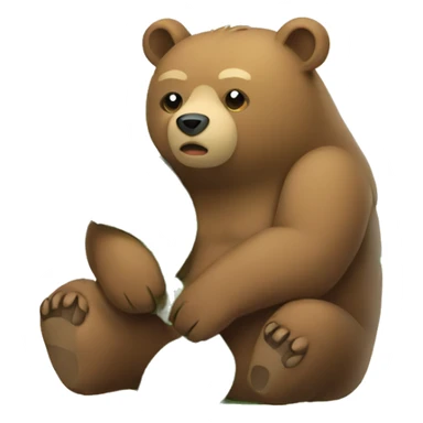 Bear sitting under huge leave  sticker