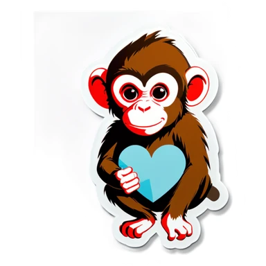 Monkey with a broken heart sticker