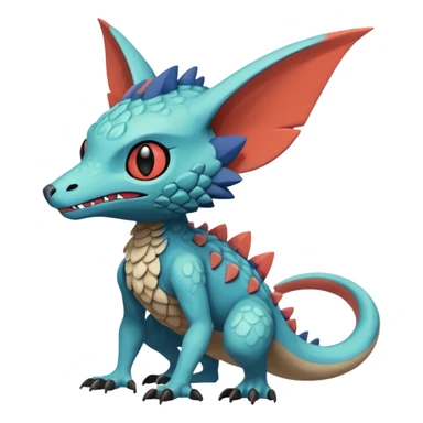 randomly colored colorful edgy anthropomorphic painted Fakémon-Pokémon-Trico-Vernid-creature sticker