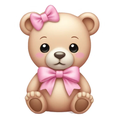 baby pink bear with bow sticker