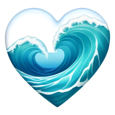 Tropical Sea wave in 3d heart sticker