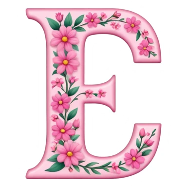 Pink, romantic, flowery, the letter “E” sticker