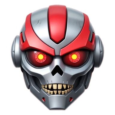 A mega zord twch bot with blood and glowing eyes in the style of your bleeding skull art sticker