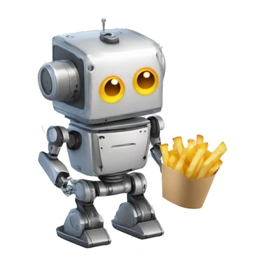 Robot mbot avec un pousse palet en forme de cornet de frite sticker