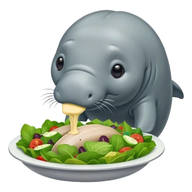 Manatee eating a salad sticker
