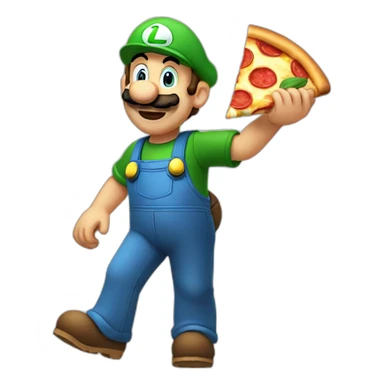 luigi eating a pizza sticker