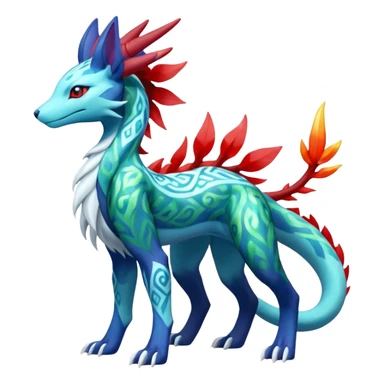 Suicune-Aurorus-Salandit-Glaceon-Meganium-fusion (full body) sticker