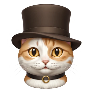 mix of white and tabby cat in a cylinder hat sticker