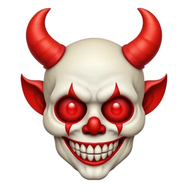 skull with big clown nose and devil horns emoji style sticker