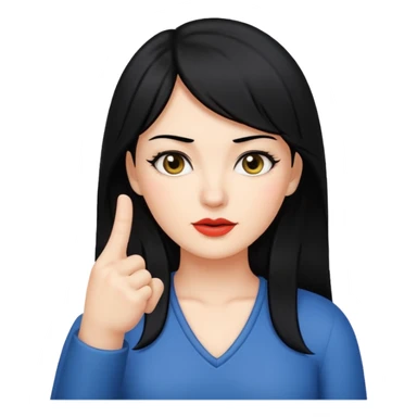 Woman with black hair sticking up middle finger  sticker