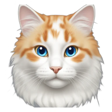 White cat with orange color fur blue eyes sticker