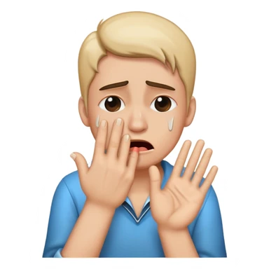 Smile with rock and roll hand while crying sticker