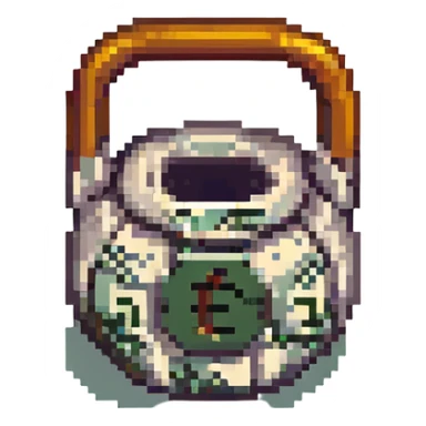 pixel art style kettlebell and money sticker
