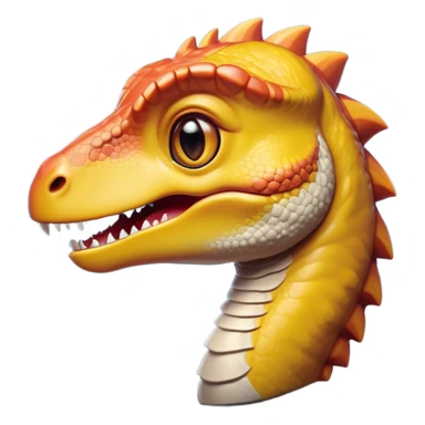 Cinematic Cute Velociraptor Portrait Emoji, Head tilted playfully with a mischievous grin, featuring a compact, agile form with bright, sparkling eyes and a slightly curved snout full of playful charm, Simplified yet irresistibly adorable features, highly detailed, glowing with a warm, inviting prehistoric glow, high shine, affectionate and lively, stylized with a touch of whimsical dinosaur mischief, soft glowing outline, capturing the essence of a mischievous yet endearing Velociraptor that seems as if it could dart out of the screen into your arms! sticker