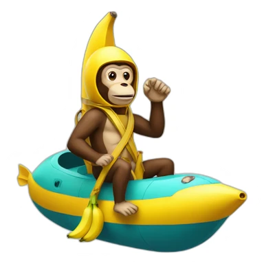 monkey man riding a banana submarine sticker