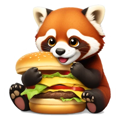 red panda eating burger smiling  sticker