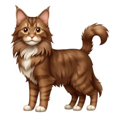 cinematic-brown-maine-coon-cat-full-body-on all fours-emoji,-head-tilted-playfully-and-inquisitively,-sleek--brown-fur,-simplified-yet-adorable-features,-highly-detailed,-glowing-with-a-warm,-friendly-glow -simplified-yet-realistic sticker