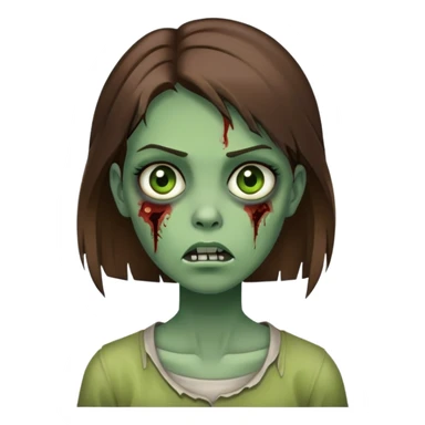 straight brown hair green skin zombie girl  sticker