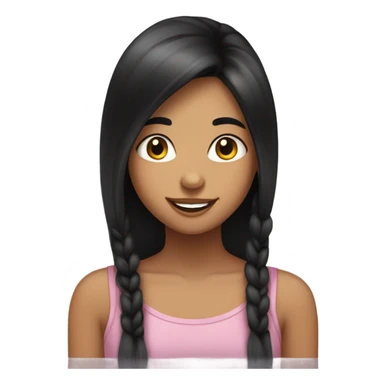 a girl with long black hair olive skinned happy expression eyelashes  sticker