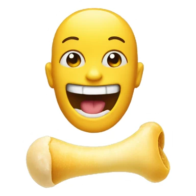 emoji smiling eating a yellow bone sticker