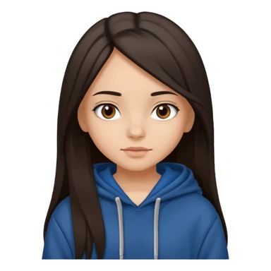 Can you make a girl with dark brown eyes with dark brown hair straight long hair with fully body with a black hoodie and blue baggy jeans sticker