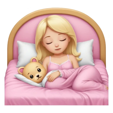 Cute blonde girl sleeping on a pink kawaii bed sticker