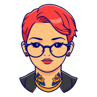 woman face with tattoos wearing glasses sticker